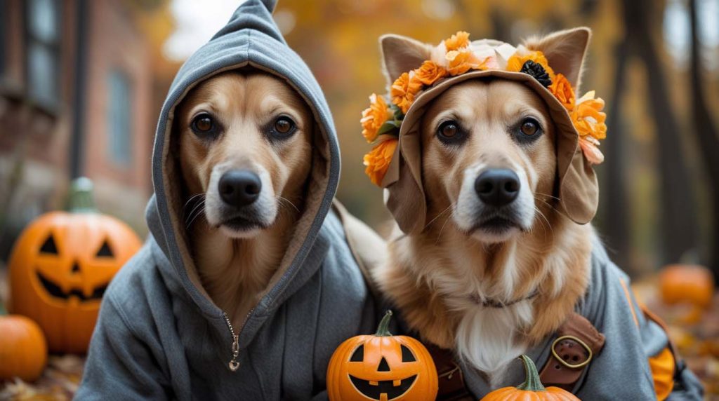 couple and dog costume