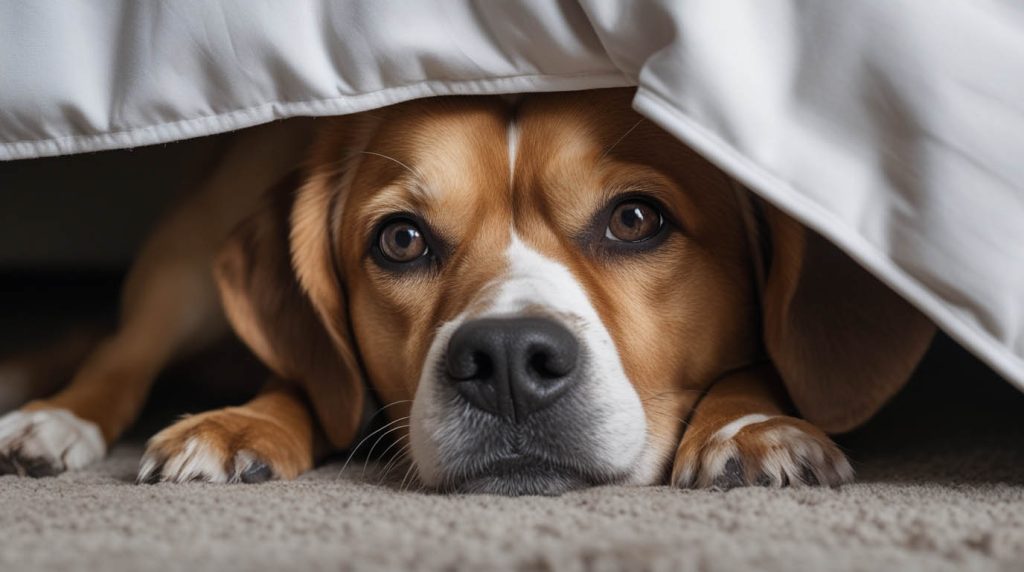why do dogs hide under beds