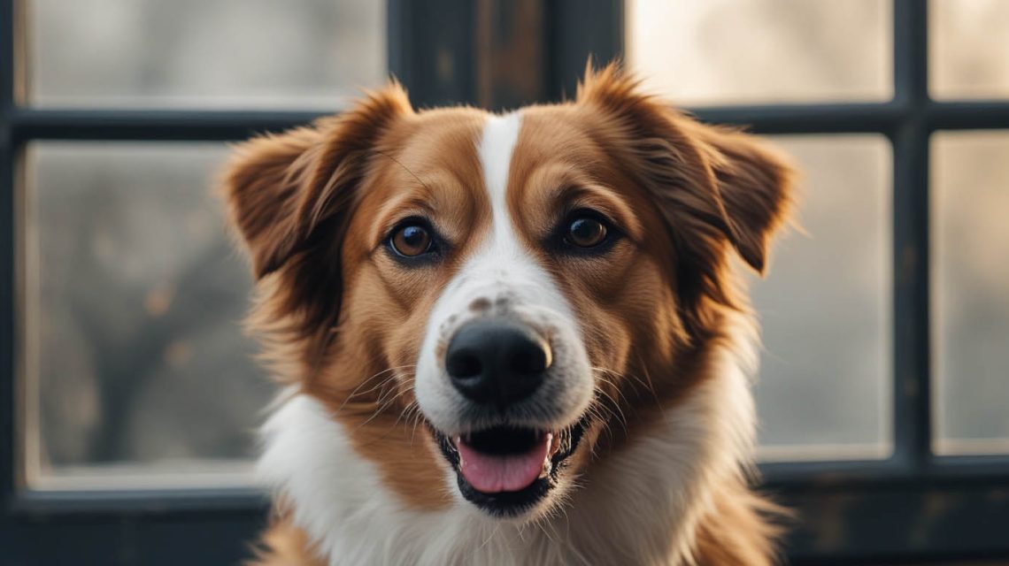 A dog sitting close to its owner and watching their facial expression, appearing calm and attentive, which often leads people to ask do dogs understand human emotions.