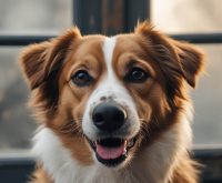 A dog sitting close to its owner and watching their facial expression, appearing calm and attentive, which often leads people to ask do dogs understand human emotions.