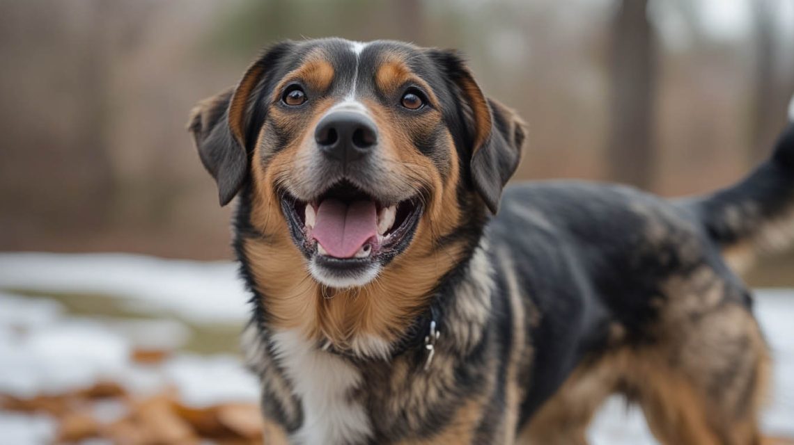 A dog sitting close and leaning against its owner’s leg, appearing relaxed and secure, a behavior that often leads owners to ask why does my dog lean on me.
