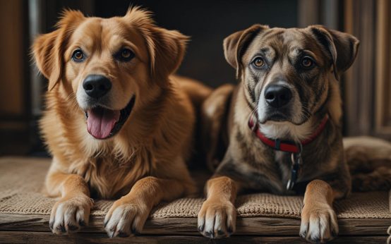 A dog sitting close to its owner while staying alert and watching nearby activity, showing protective behavior that often leads people to ask why does my dog protect me.
