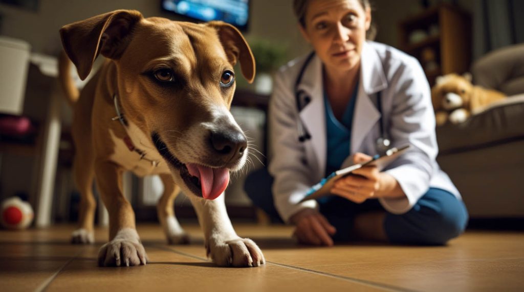 why is my dog licking the floor at night