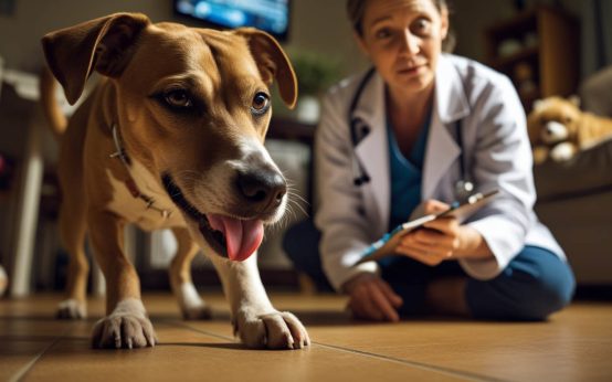 why is my dog licking the floor at night