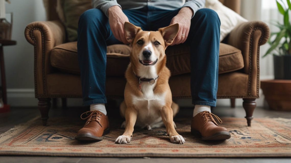 why does my dog sit between my legs