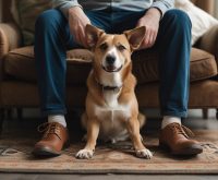 why does my dog sit between my legs