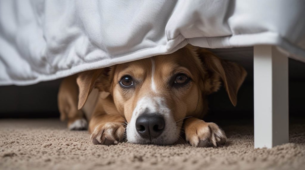 why do dogs hide under beds