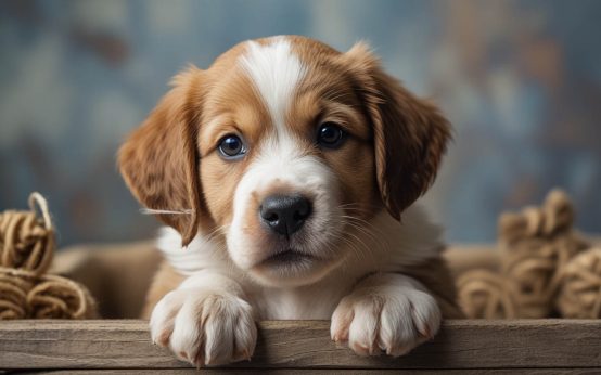 Close-up of a young puppy yawning in its owner’s arms, with the smiling owner leaning in as if noticing the puppy’s sweet breath