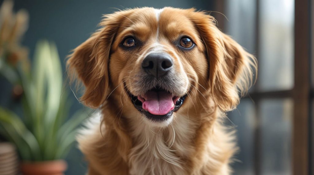 Veterinarian gently examining a small dog’s teeth and gums on the exam table while the worried owner watches, checking the cause of the dog’s bad breath.