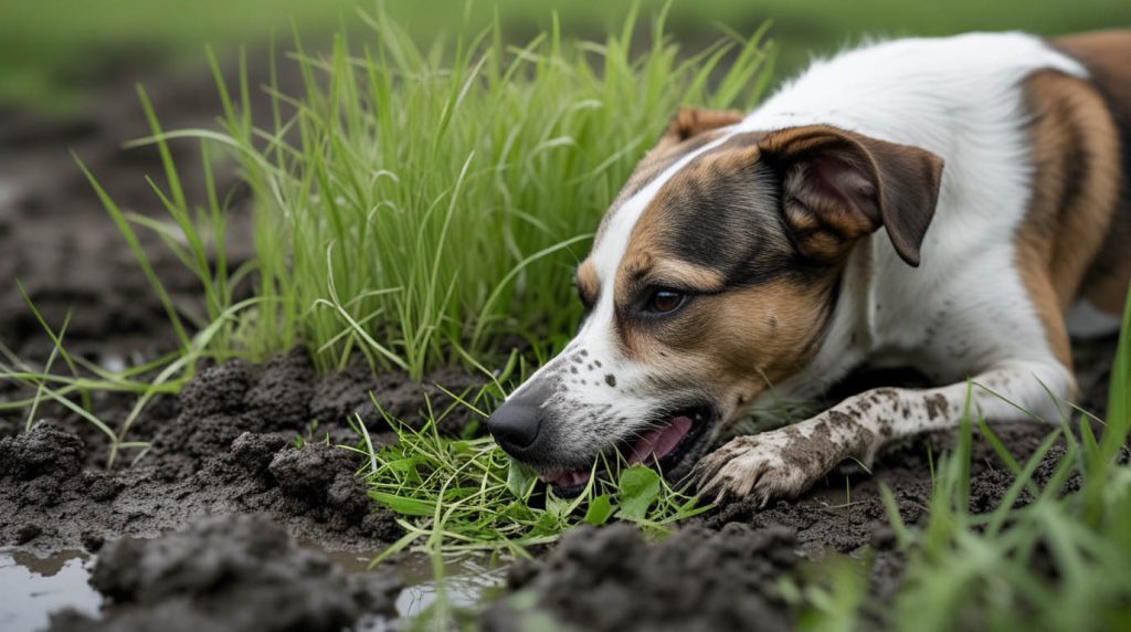 why do dogs eat grass and mud