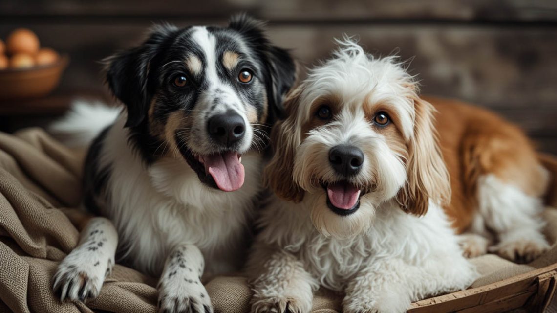 Man sitting on a couch with his small dog on his lap, gently lifting the dog’s lip to check its teeth while wondering why his dog has bad breath.