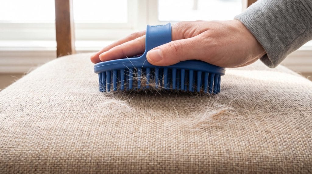 how to remove short dog hair from woven fabric seats