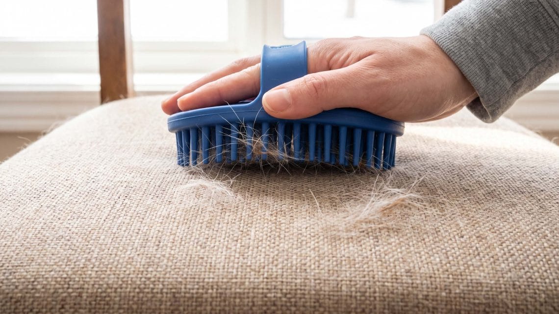 how to remove short dog hair from woven fabric seats