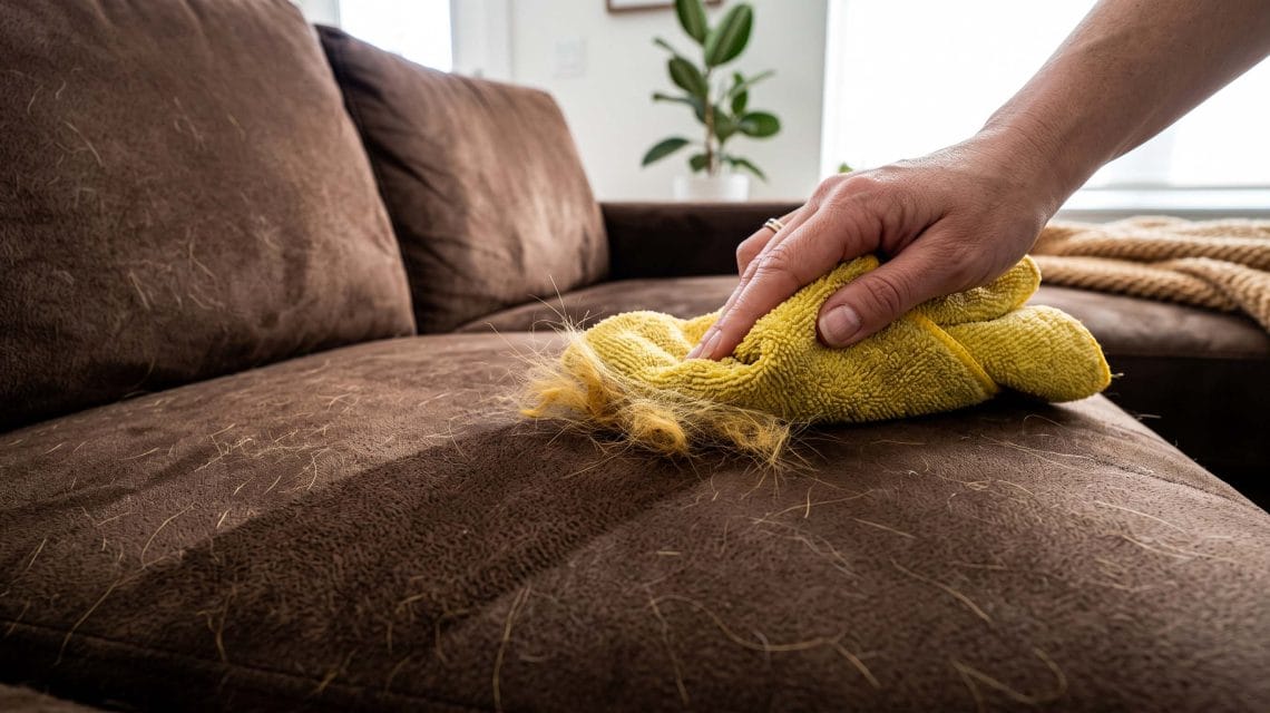 how to get dog hair out of micro suede couches