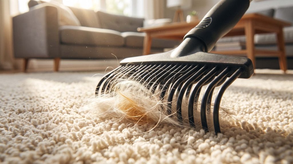 best way to remove embedded dog hair from high pile carpet