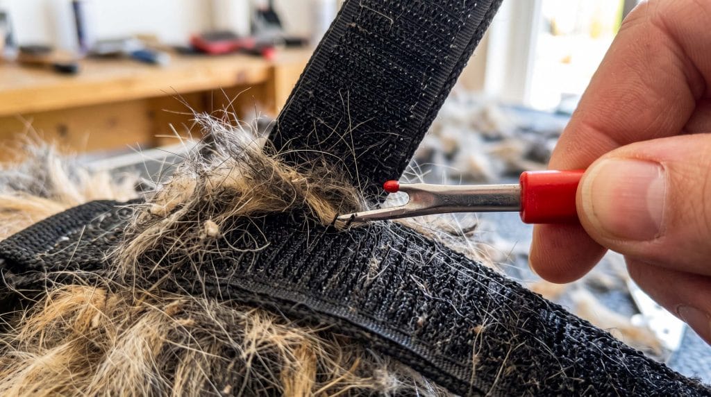 how to get dog hair out of sticky velcro straps