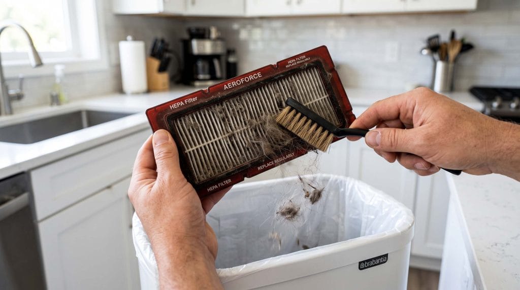 how to clean dog hair from a Roomba filter correctly