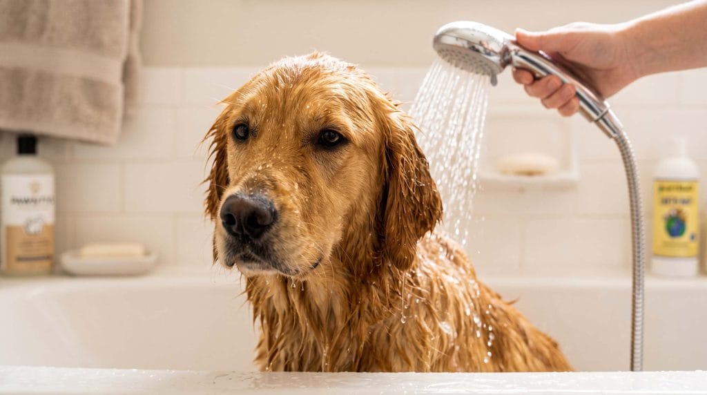 does warm water make a dog shed more during a bath