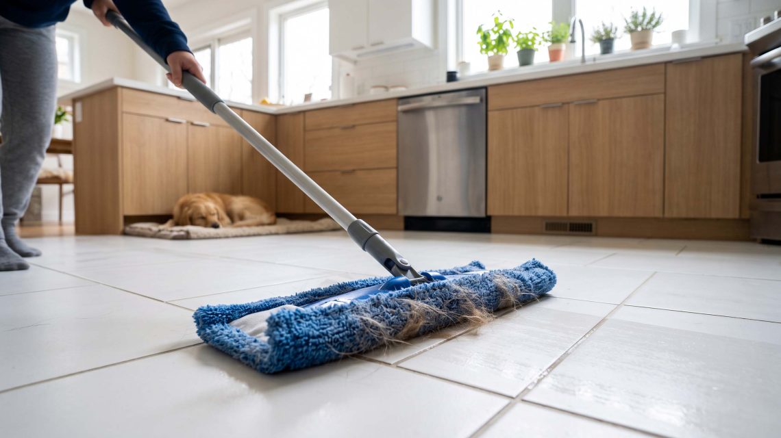 how to stop dog hair from blowing all over kitchen floor