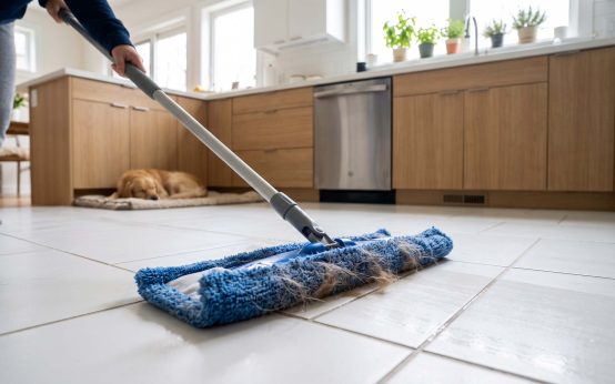 how to stop dog hair from blowing all over kitchen floor