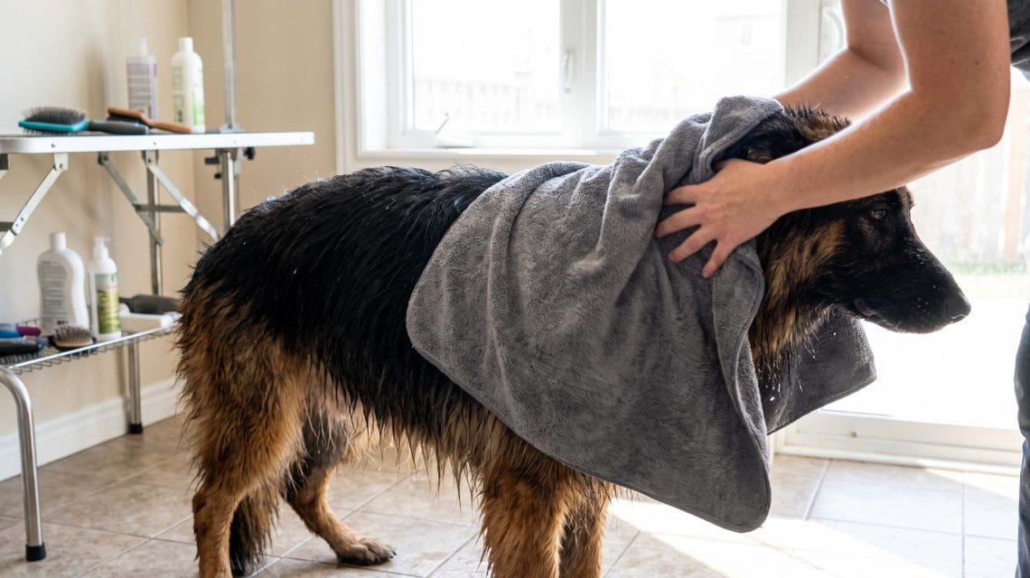 how to use an undercoat rake on a wet dog safely