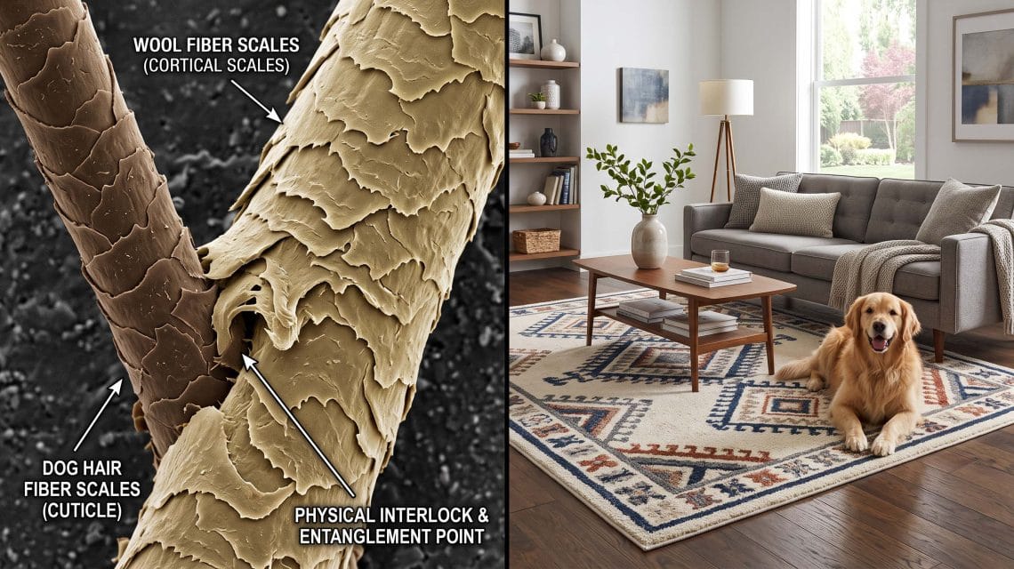 how to get dog hair off wool rugs without ruining fibers