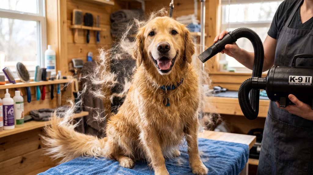 how to blow out a golden retriever coat at home