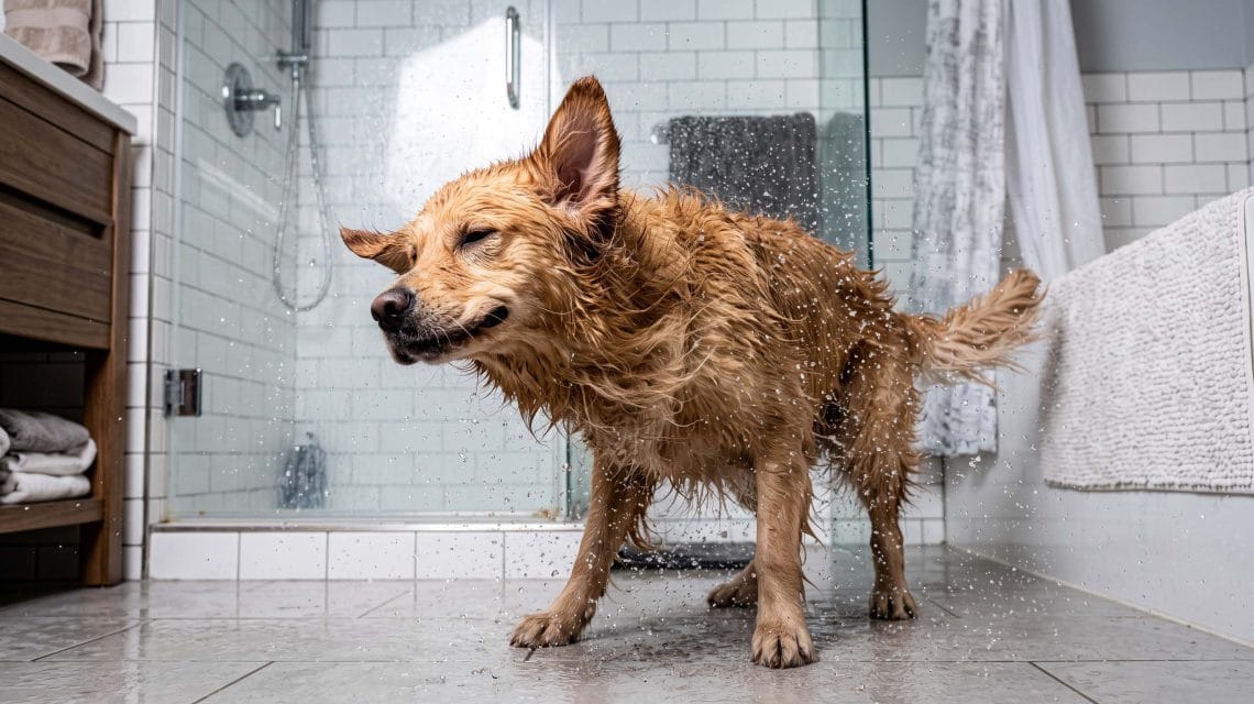 why does my dog run around crazy after a deshedding bath
