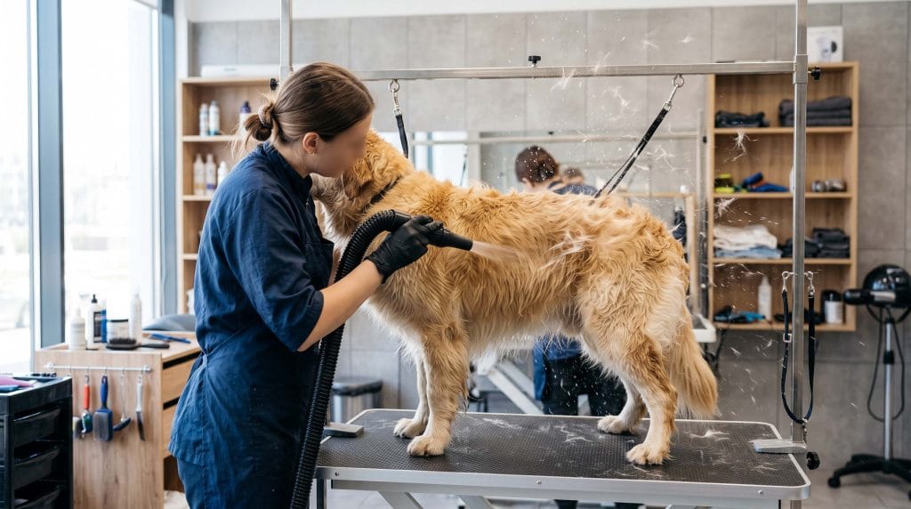 how long does a dog stay wet after a high velocity blow out