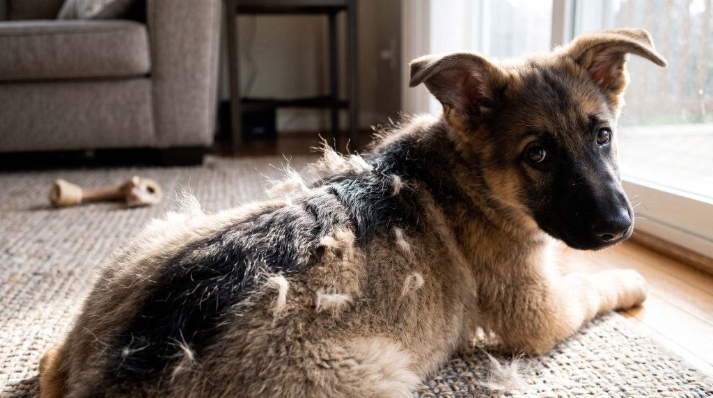 why is my german shepherd puppy shedding so early at 4 months