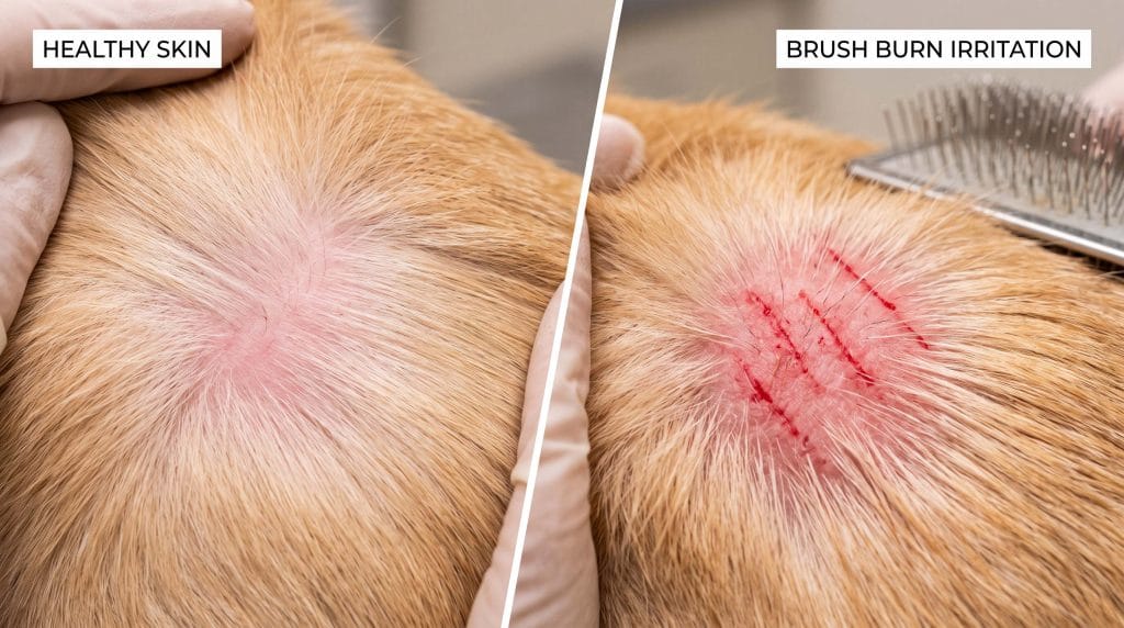 why does my dog's skin look pink after a deshedding bath
