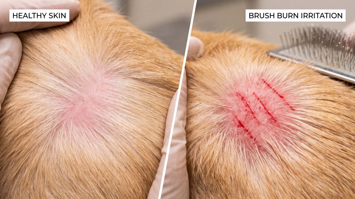 why does my dog's skin look pink after a deshedding bath
